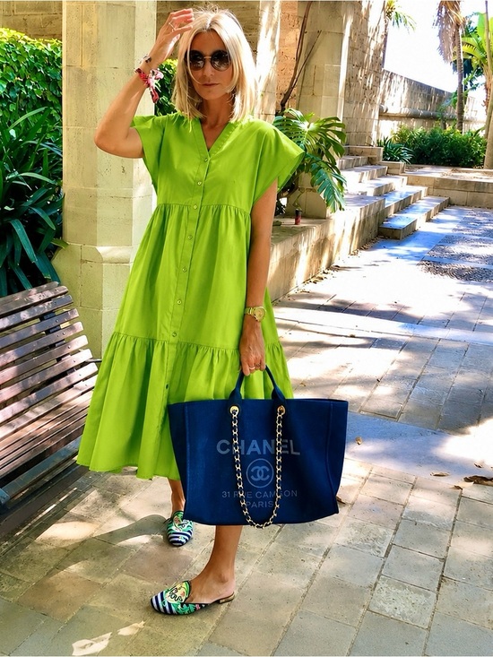 Frances Valentine Dresses & Skirts - FRANCES VALENTINE Button Up Easy Breezy MIDI Short Sleeve Dress